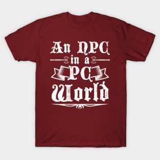 An NPC in a PC World T-Shirt